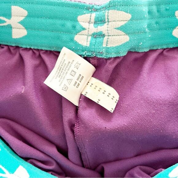 Under Armour Womens Purple Athletic Running Shorts with Yellow Trim Size XS - Picture 4 of 5